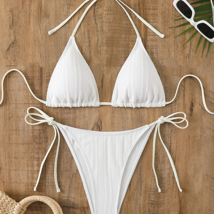 Dame triangel-bikini med struktureret tekstur og justerbare stropper Stilla