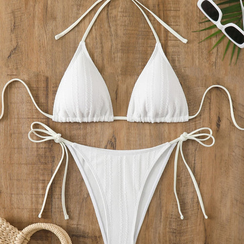Dame triangel-bikini med struktureret tekstur og justerbare stropper Stilla
