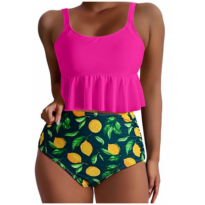 Dame Tankini-sæt med svajende top og trendy højt skårne bukser Stilla