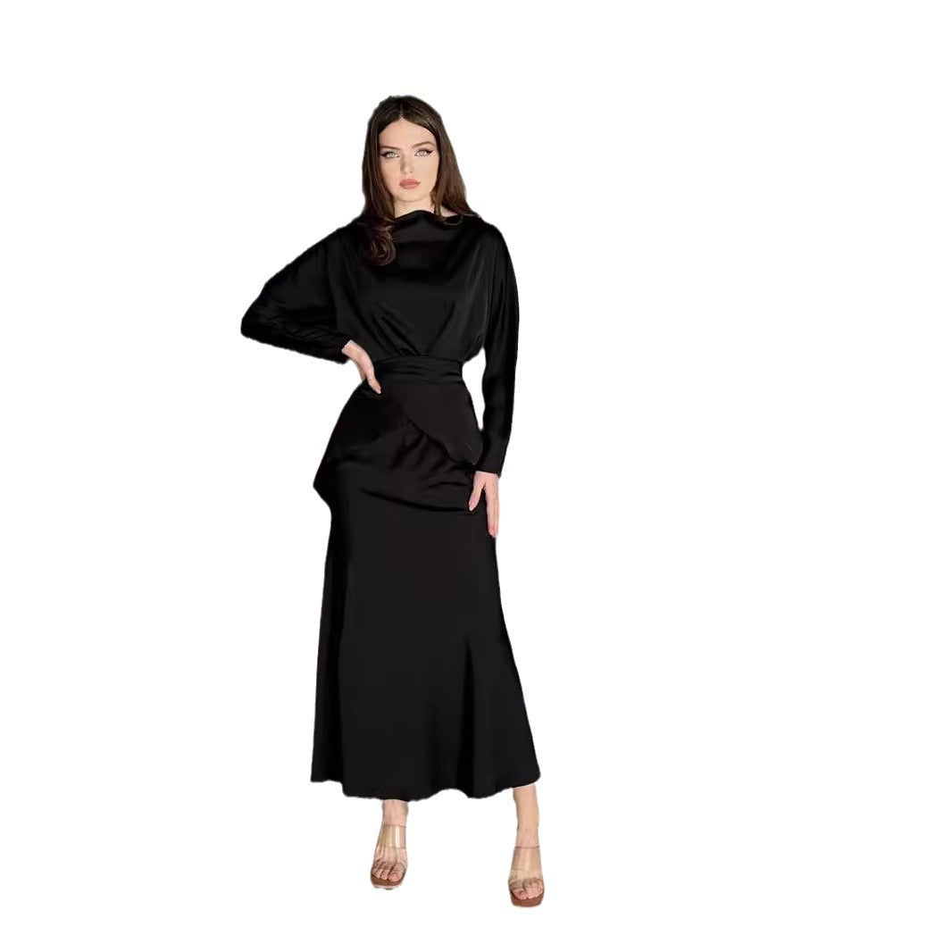 Elegant satin indpakning maxi kjole til damer Stilla