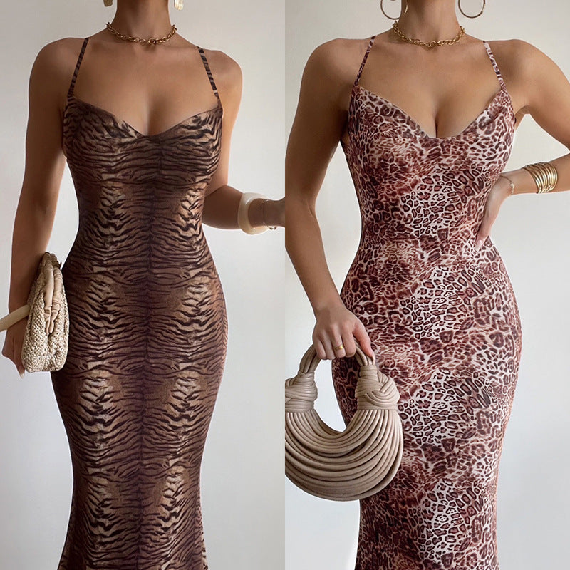 Kvinder Dyrtryk Bodycon Maxikjole Stilla
