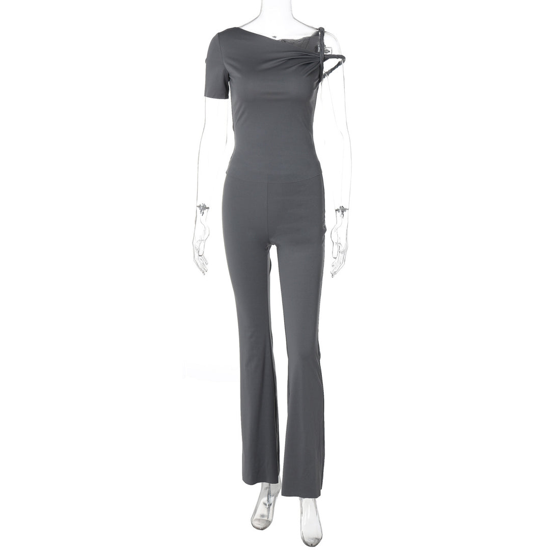 Dame Elegant Langærmet Jumpsuit med innovativt Off-Shoulder-design og figursyet snit Stilla