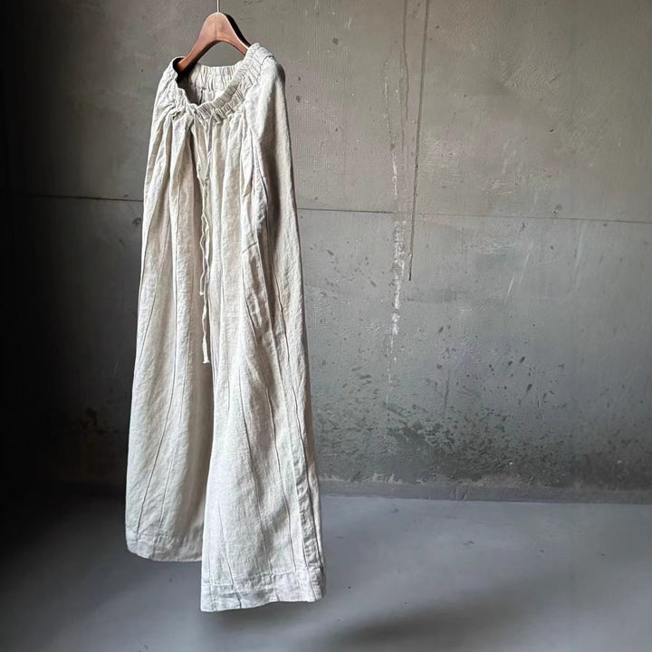 Dame Relaxed Fit Højtaljede Linned Culottes med justerbar snortræk Stilla
