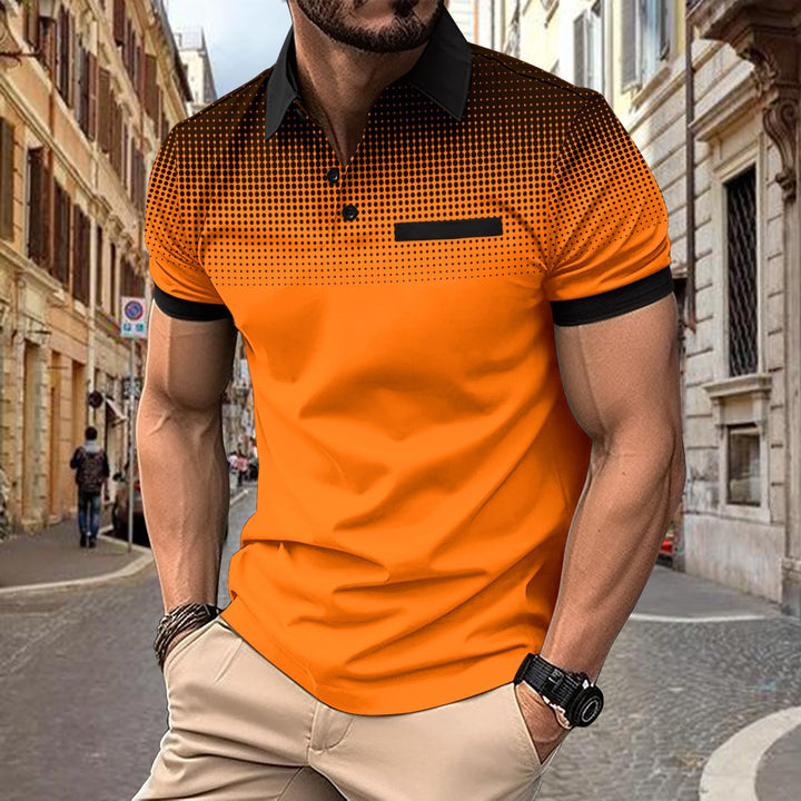 Herre Polo-shirt med kortærmet i gradient-mønster Stilla