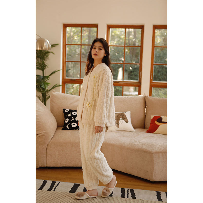 Dame hyggelig strik-Pyjamas med elegante detaljer Stilla