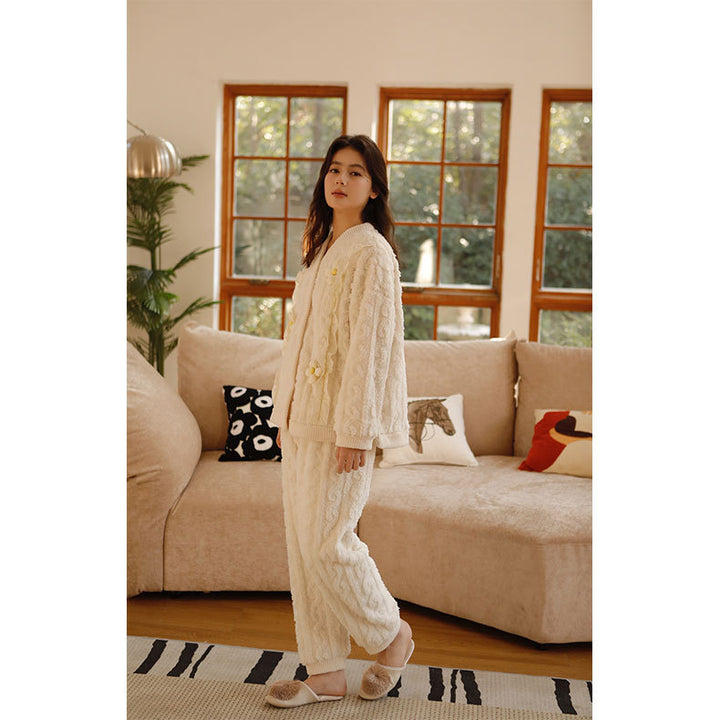 Dame hyggelig strik-Pyjamas med elegante detaljer Stilla