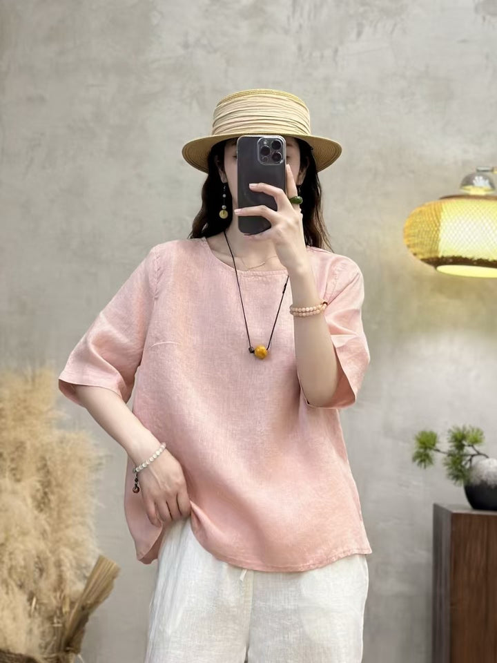 Femme Casual Afslappet Fit Linen Top Stilla