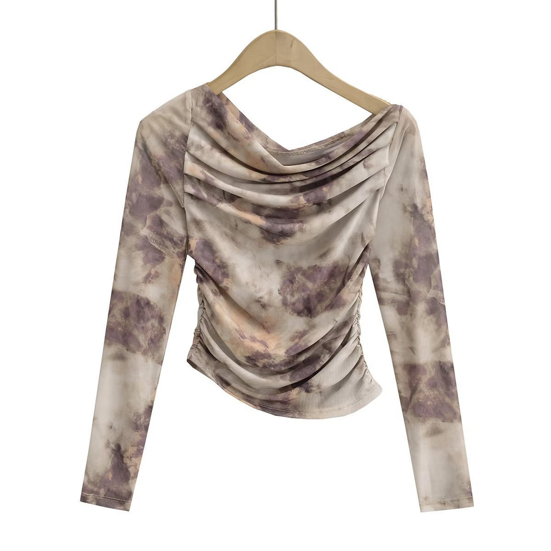 Kvindernes elegante langærmede top med samlet design Stilla