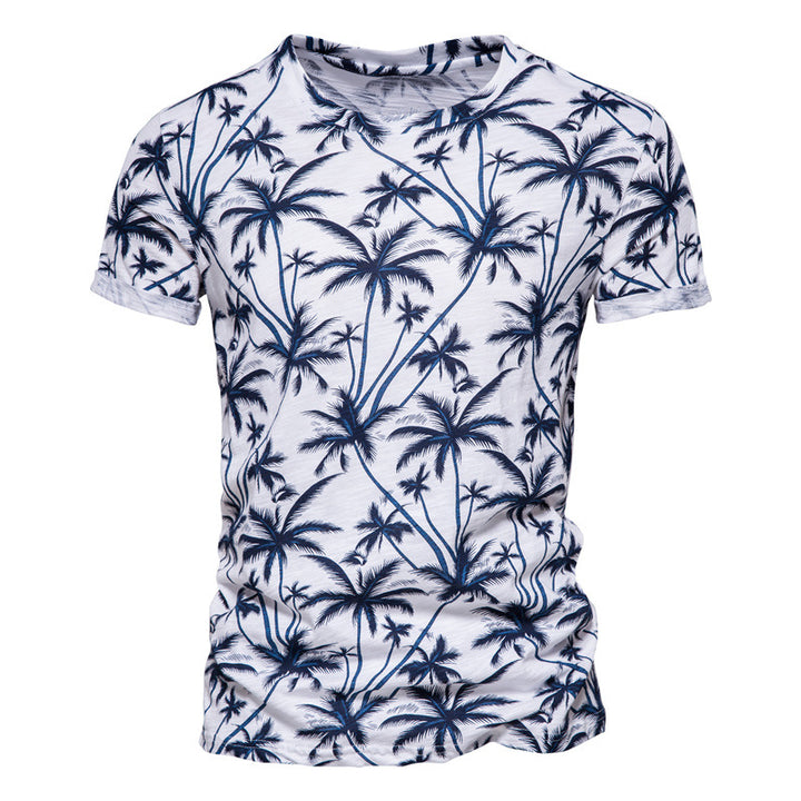 Herren T-Shirt med moderne palmeprint og behagelig pasform Stilla
