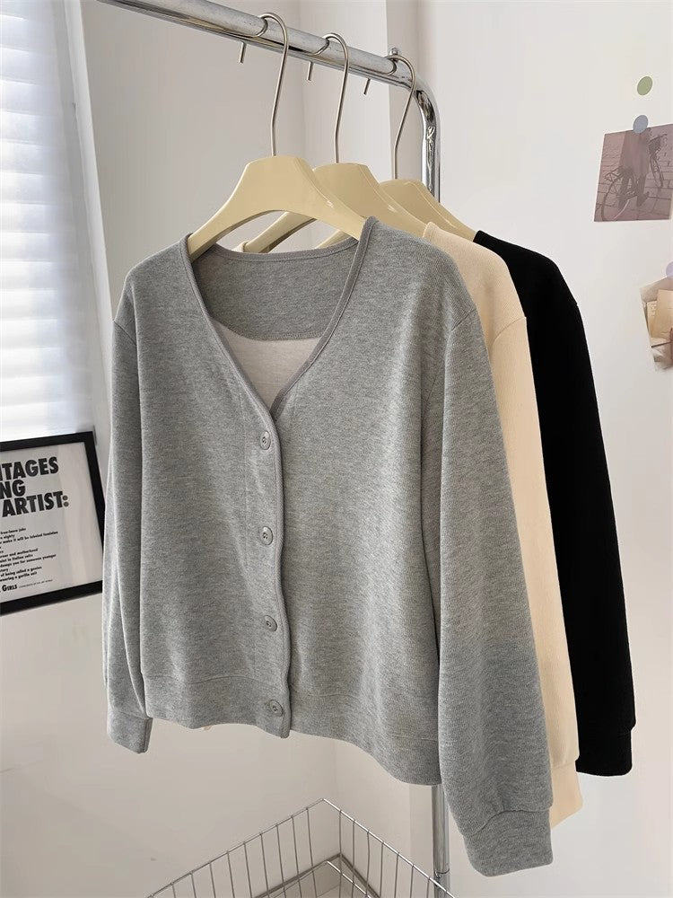 Femme Blød Strikknap-Op Cardigan Pullover Stilla