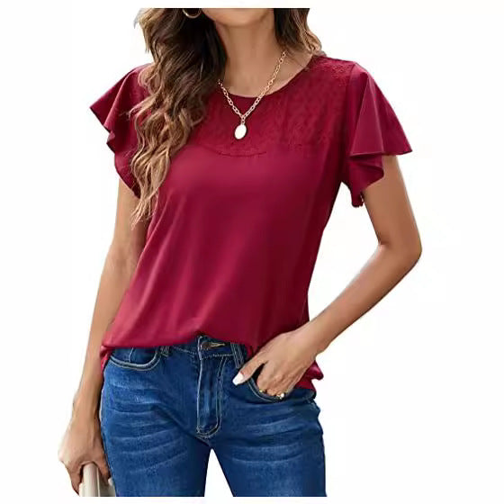 Dame mode bluse skjorte med flæse detaljer Stilla