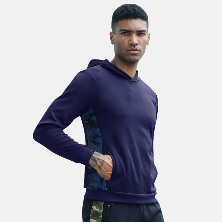 Herrer Sport hoodie med innovativ camouflage sideindsats og åndbare egenskaber Stilla