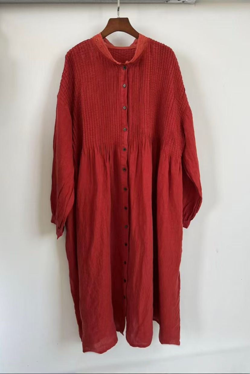 Femme Relaxed Fit Knaplukning Midi Kjole Stilla