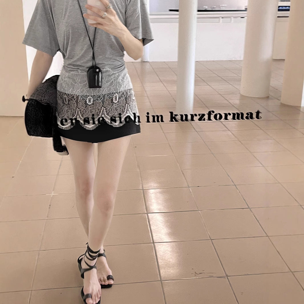 Dame T-shirt med spidsdetaljer Stilla