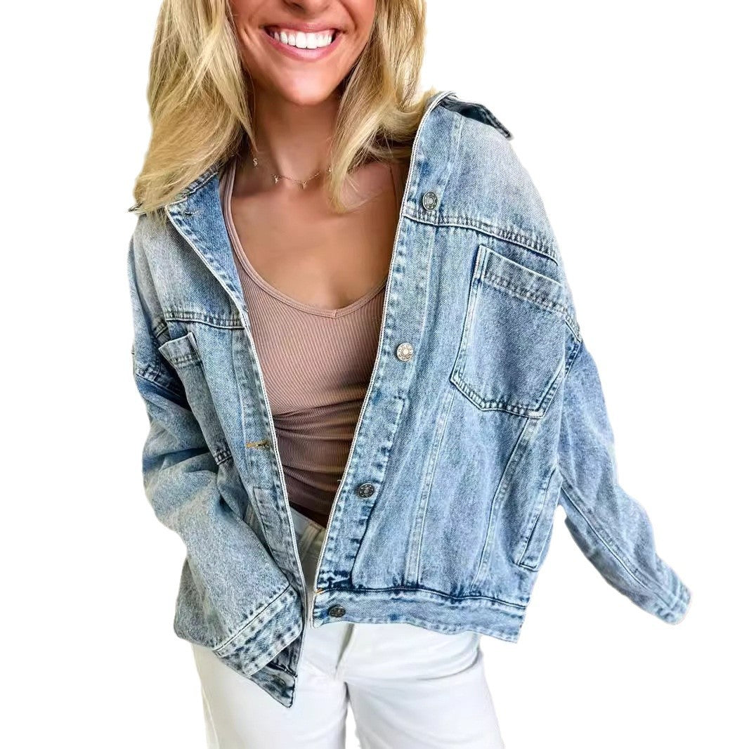 Dame Vintage Denimjakke i afslappet oversized-snit Stilla