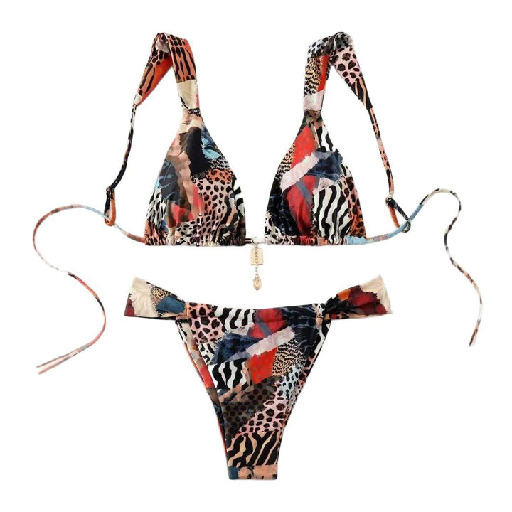 Dame Farverig mønstret Bikini med justerbare stropper og skinnende detalje Stilla