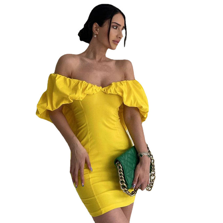 Dame Off-Shoulder Rynkekortkjole Stilla