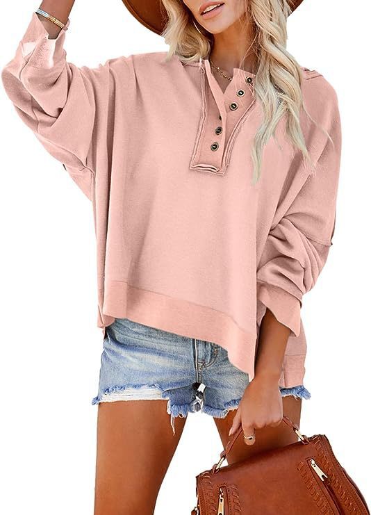 Dame Oversized Sweater med knaplukning og afslappet snit Stilla