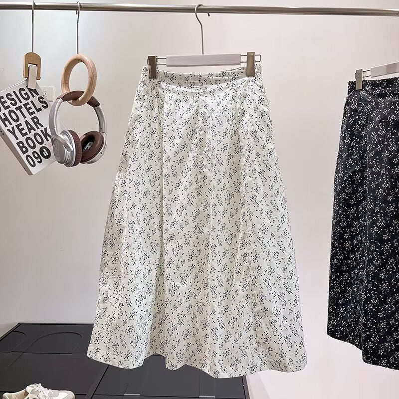 Kvindernes midi-nederdel med blomsterprint og elastisk talje Stilla