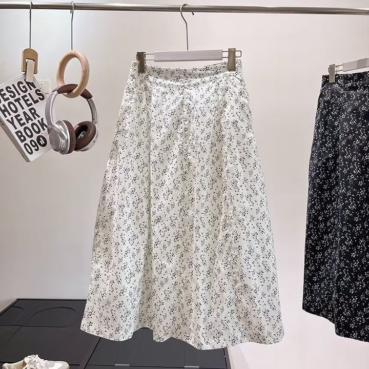 Kvindernes midi-nederdel med blomsterprint og elastisk talje Stilla