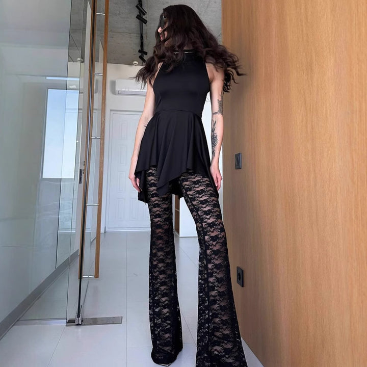 Dame Elegant og trendy top med asymmetrisk snit og spidse bukser Stilla