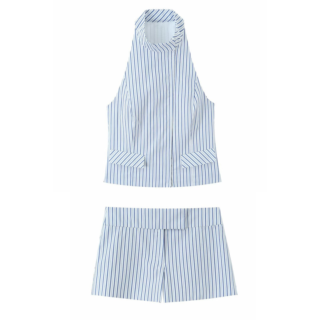 Dame elegante stribede shorts i klassisk skæring Skovae
