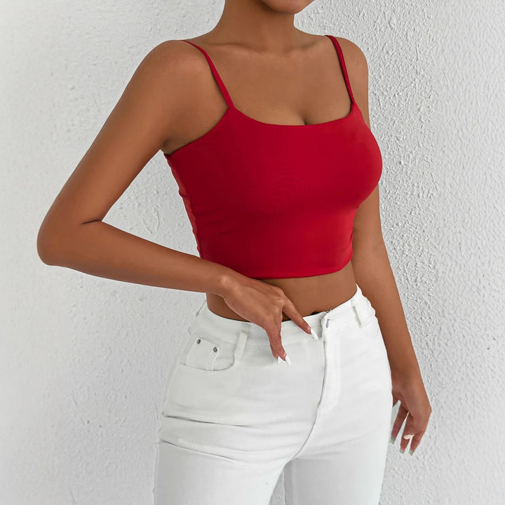Damer Crop-Top med justerbare spaghetti-stropper og tætsiddende skæring Skovae