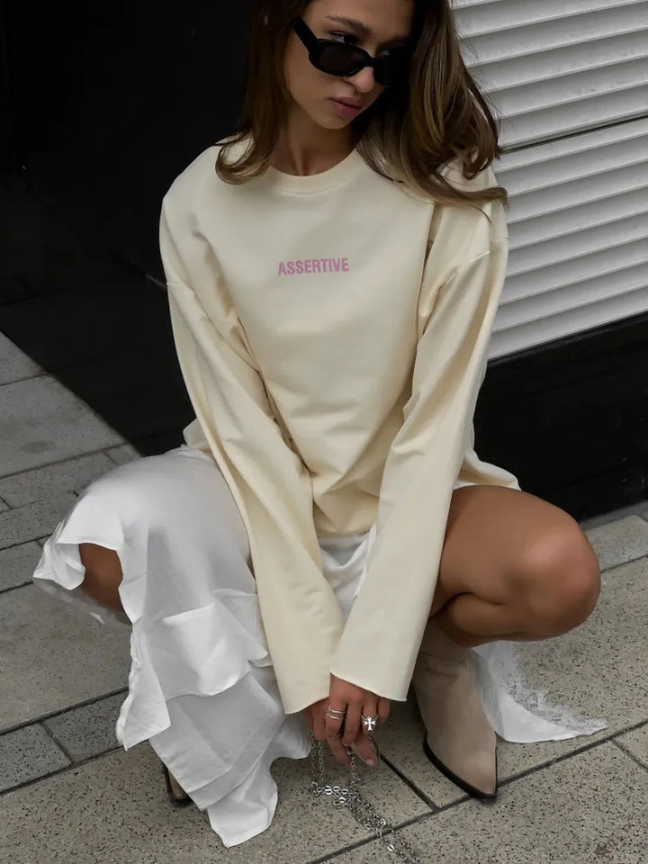 Dame Oversized Sweatshirt med sporty skrifttype Stilla