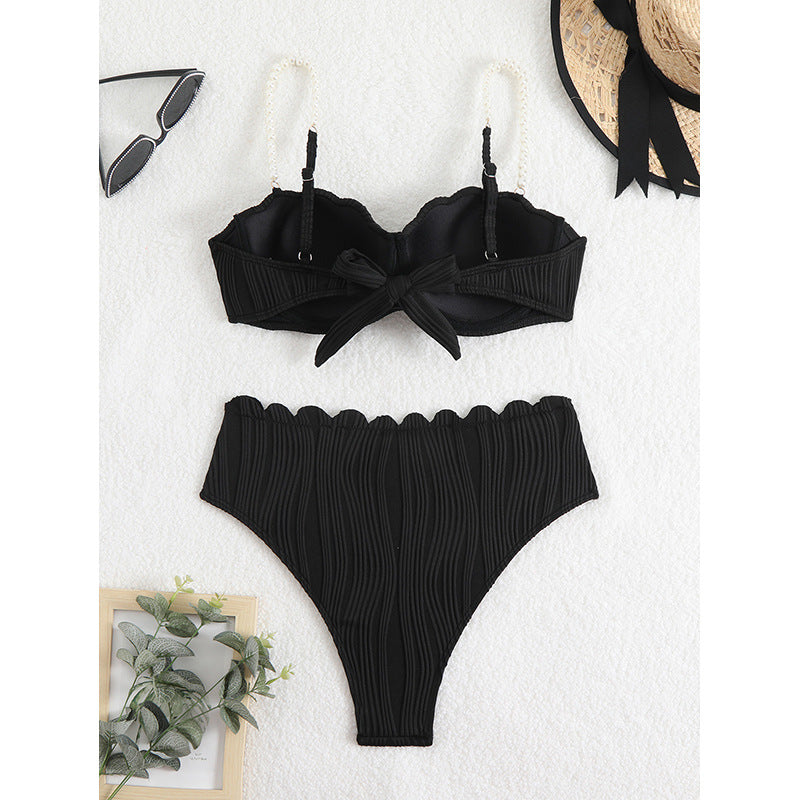 Dame Kvalitets Push-Up Bikini med Skulptur-Ribdesign Skovae