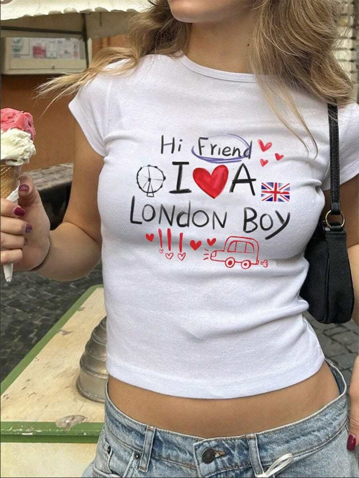 Dame T-shirt med kunstnerisk kattemotiv Skovae