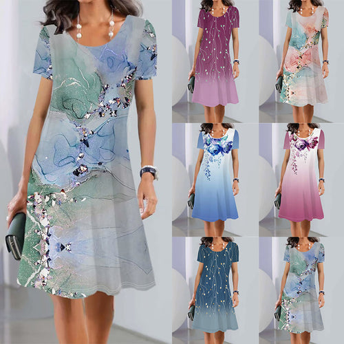 Damekjole med blomsterprint og elegant A-linje snit Stiila