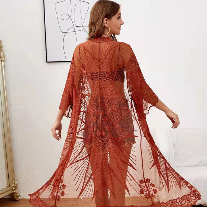 Dame Gennemsigtig Bohemian Spids Kimono Stilla