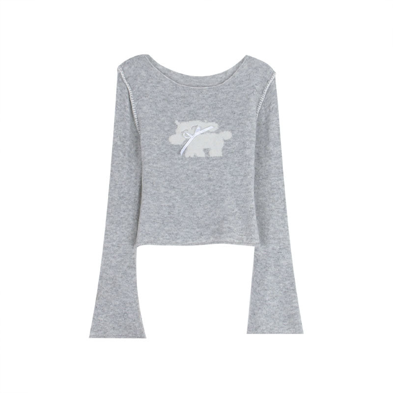 Dame sød pullover-shirt med bomuldsindhold og legende dyremotiv Stilla