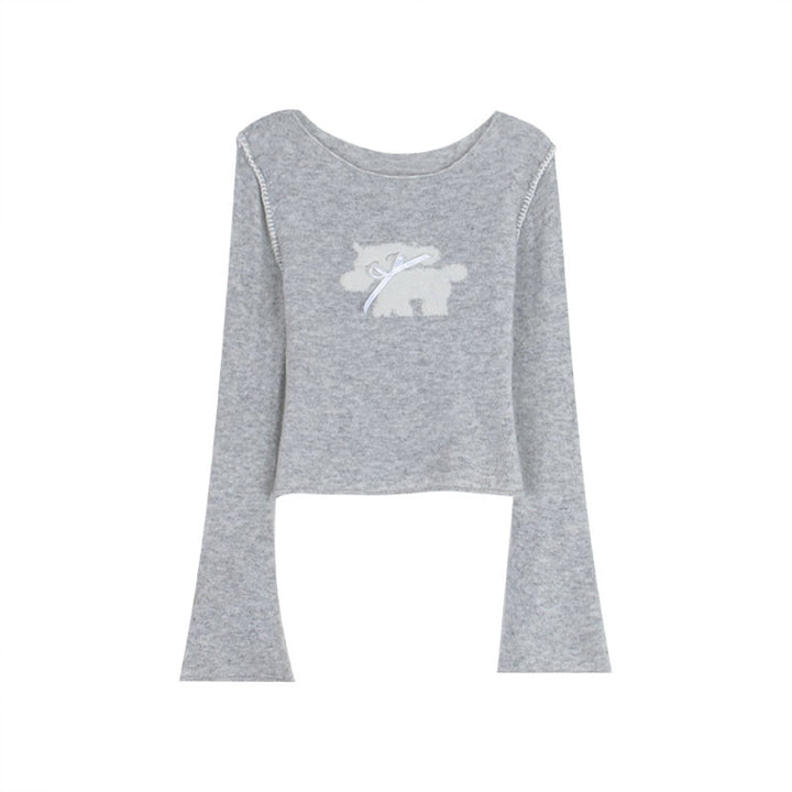 Dame sød pullover-shirt med bomuldsindhold og legende dyremotiv Stilla