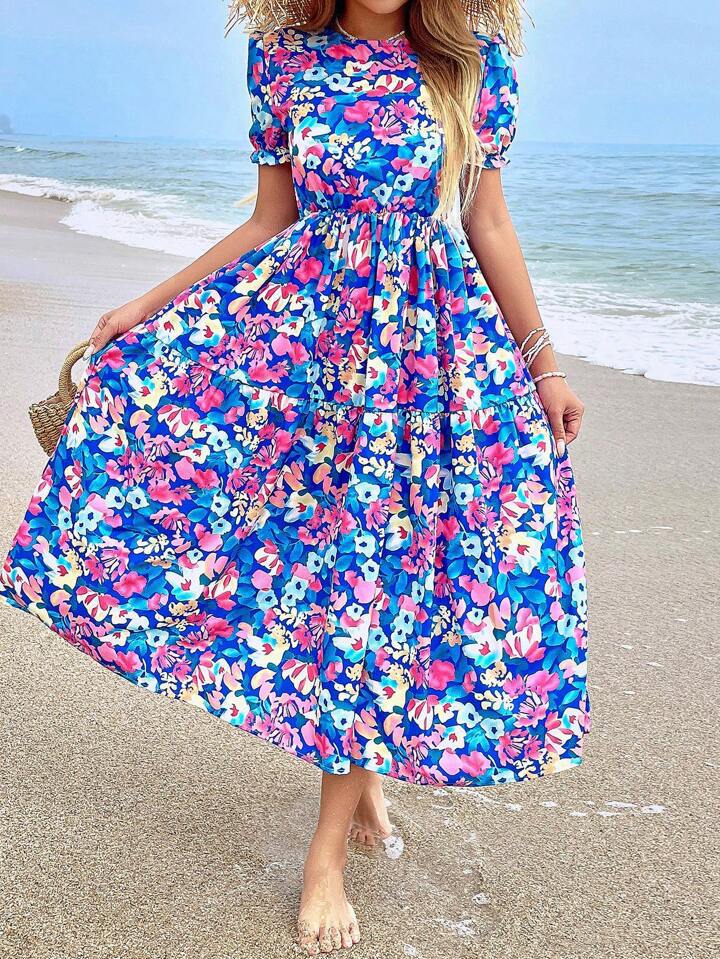Dame Blomster Maxi Kjole Stilla