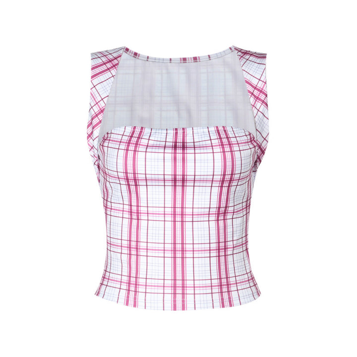 Dame Tjekket Crop Top Stilla