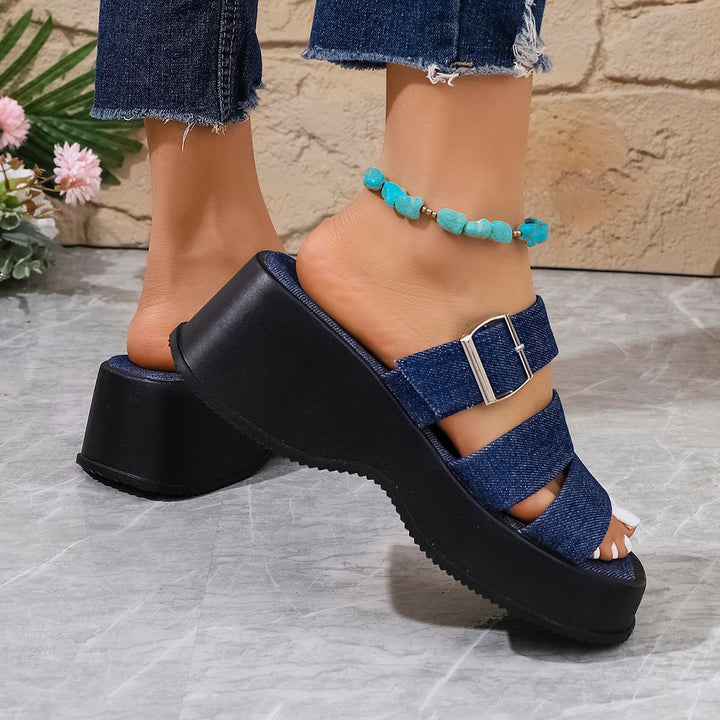 Dame Wedge-sandaler med justerbare remme og robust plateau Stilla
