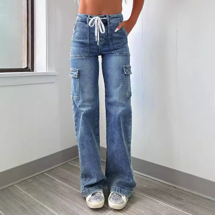Dame Cargo-jeans med afslappet snit og praktiske sidelommer Stilla