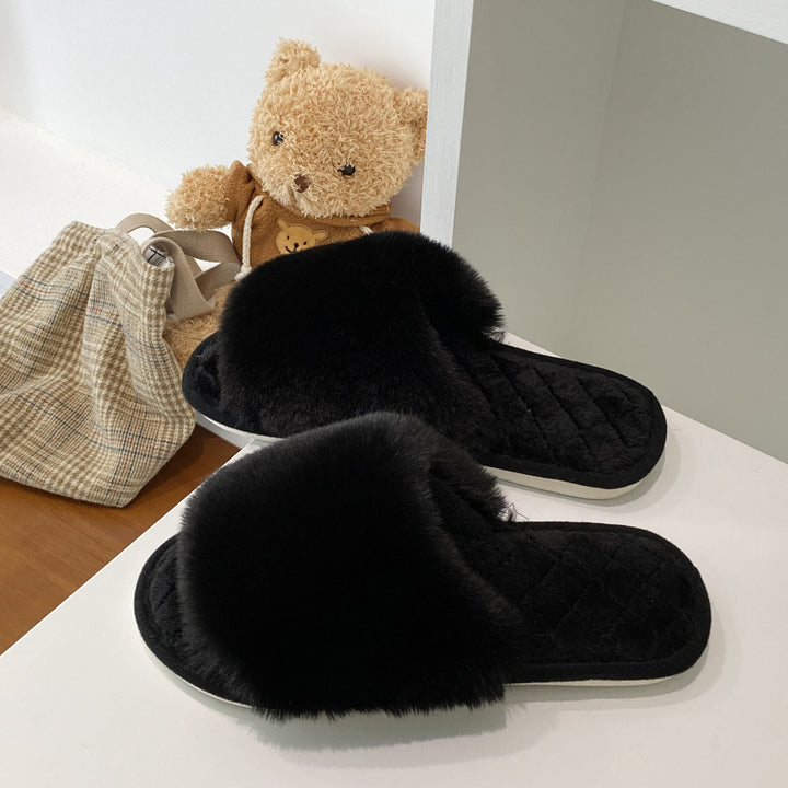 Dame fluffy slippers med luksuriøs kunstpels og skridsikker sål Stilla