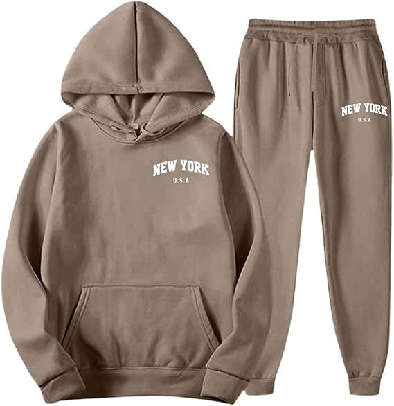 Dame Hooded Sweat Suit med høj kvalitet materiale og moderne bogstaver Skovae