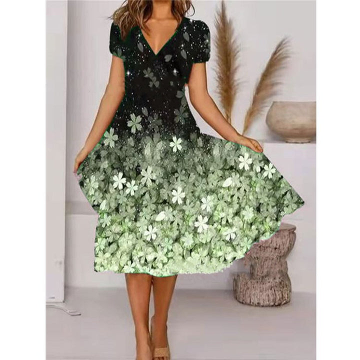Dame Elegant Vokskjole med blomsterprint og puffærmer Stilla