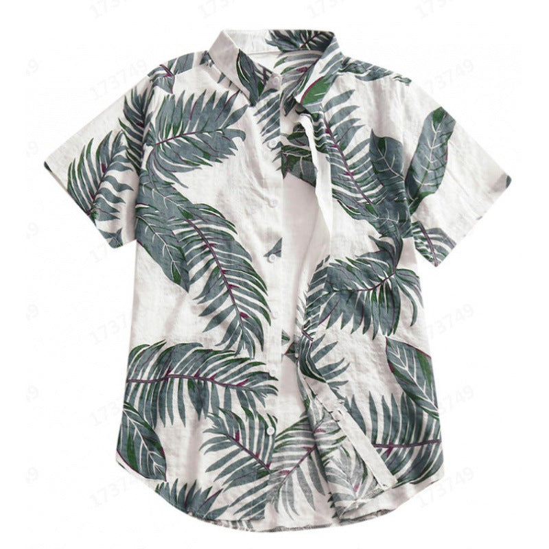 Herren Tropical Leaf Print Fritidstrøje Stilla