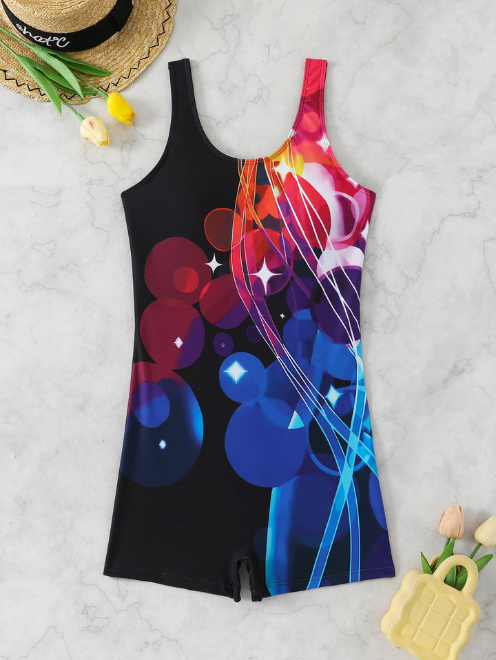 Dame Sporty Badedragt med dynamisk kunstmotiv Skovae