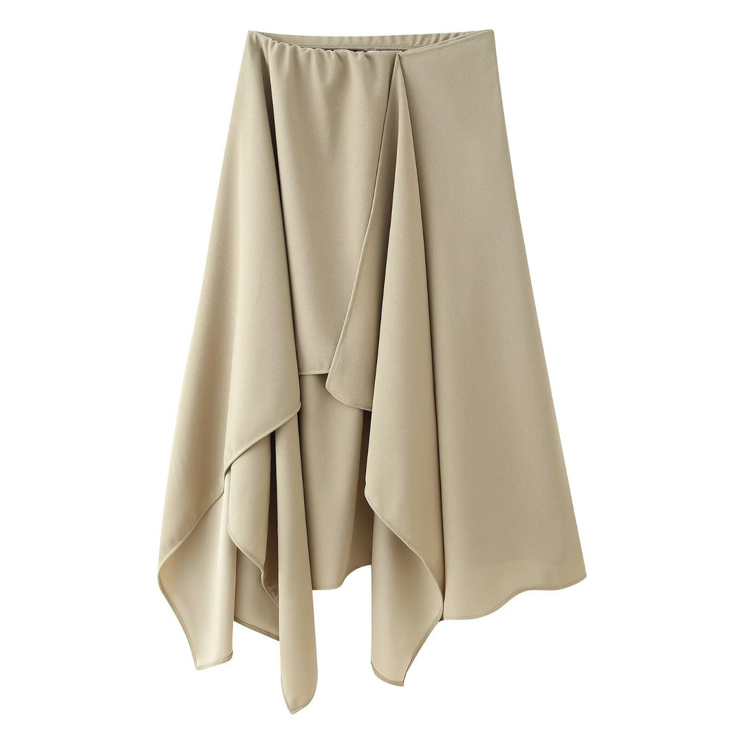 Dame wikkelrock med flydende draperinger og asymmetrisk snit Skovae