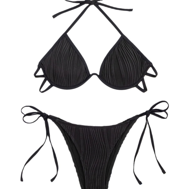Dame Triangel-Bikini-Sæt med raffinerede flæsedetaljer og justerbare stropper Stilla