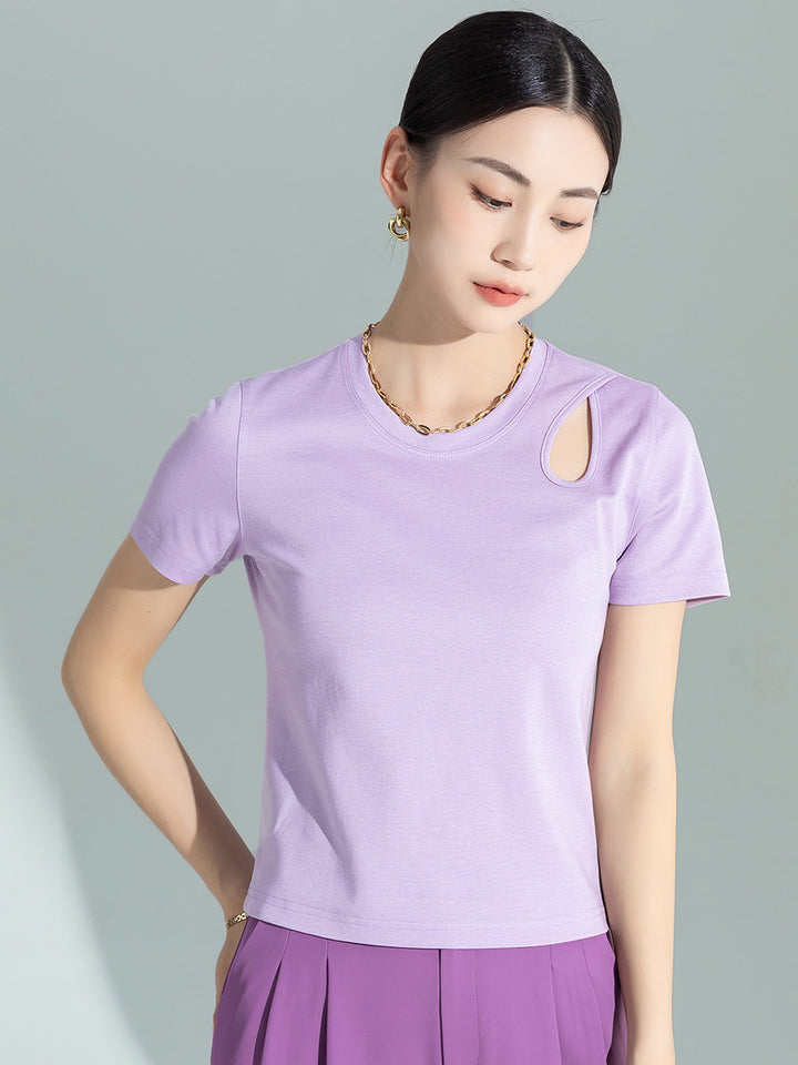 Dame moderigtig T-shirt med sidelæns cut-out Stilla