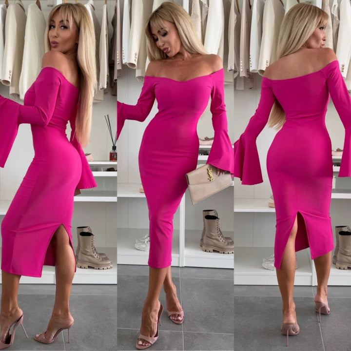 Damer Off-Shoulder Flare Ærmer Midi Kjole Stilla