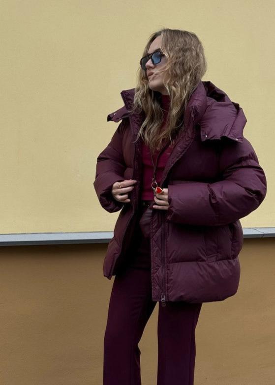 Stilla | Burgundy Puffer Jakke - Luxe Vinter Komfort