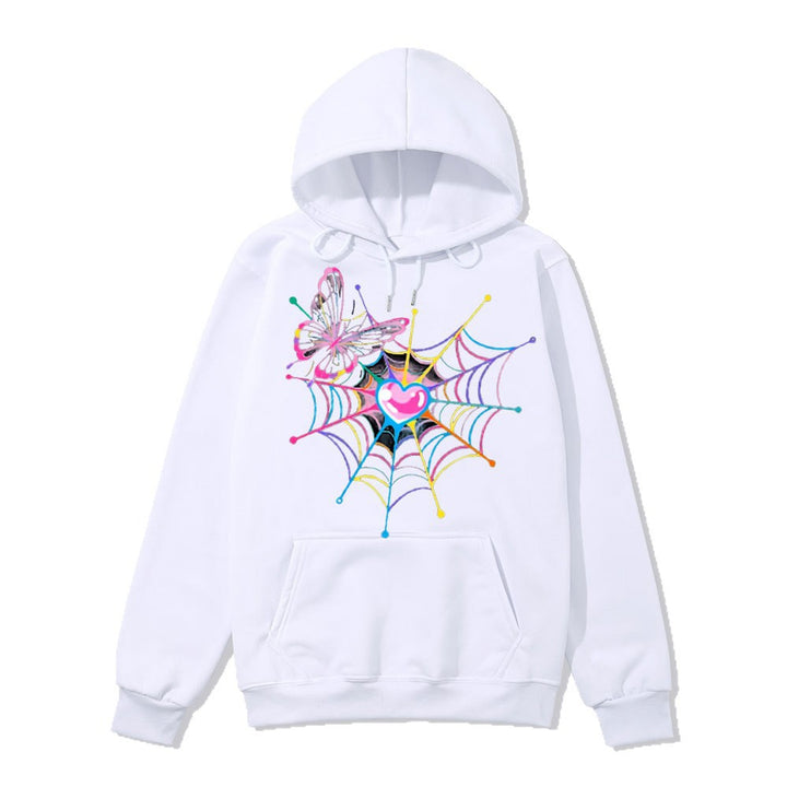Kvinders hoodie sweatshirts med kreativ sommerfugl og spindelvævsdesign Skovae