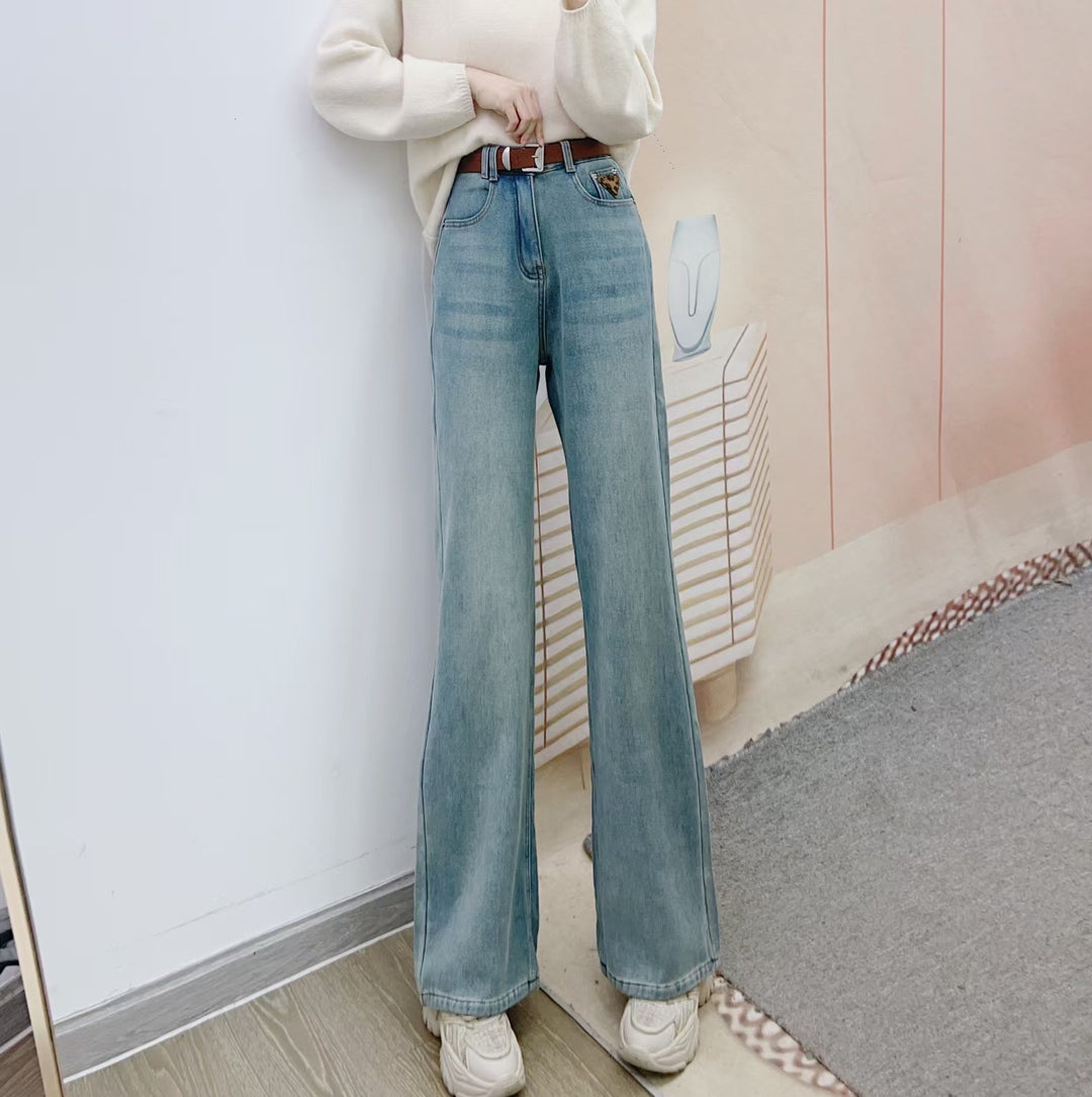 Dame brede jeans med høj talje og afslappet snit Stilla